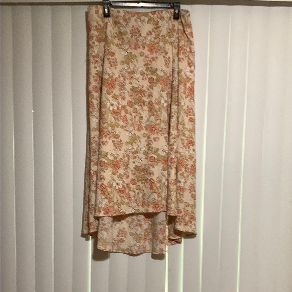 Floral High-Low Skirt in Cream, Orange and Pink